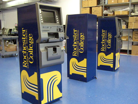 Three finished ATMs.
