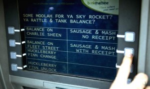 cockney Screenshot of Cockney slang ATM in London.