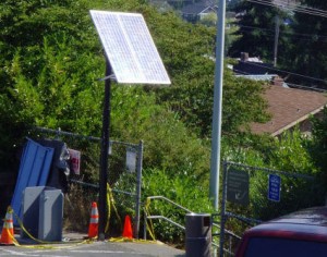 Solar-powered ATM under construction in Seattle.