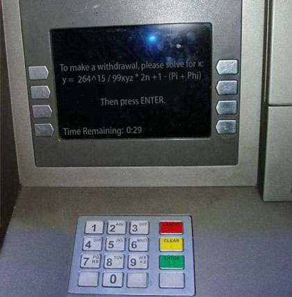 secureatm2 To make a withdrawal, please solve for x: